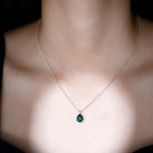 Pear Cut Lab Grown Emerald Solitaire Pendant Necklace Lab Created Emerald - ( AAAA ) - Quality - Rosec Jewels