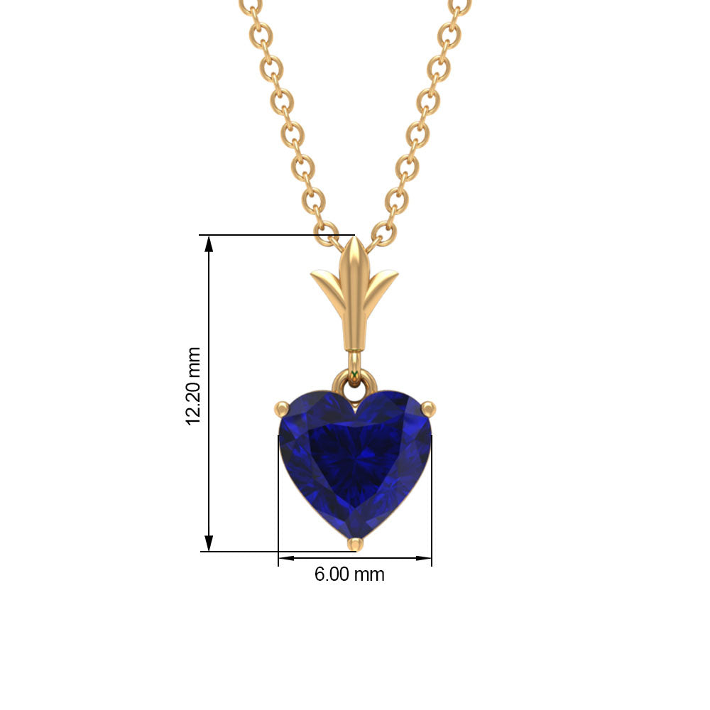 1 CT Heart Shape Lab Created Blue Sapphire Solitaire Pendant for Women Lab Created Blue Sapphire - ( AAAA ) - Quality - Rosec Jewels