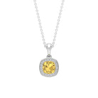 1 CT Cushion Cut Citrine Halo Pendant with Diamond Citrine - ( AAA ) - Quality - Rosec Jewels