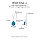 4.25 CT London Blue Topaz and Moissanite Halo Pendant Necklace in Silver - Rosec Jewels