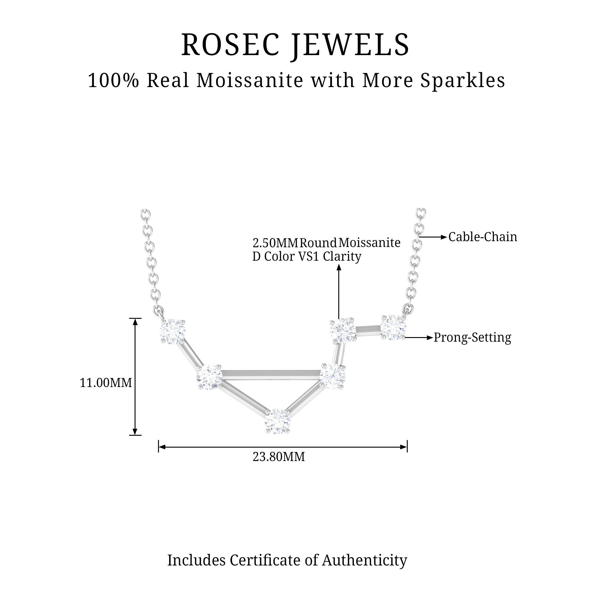 Certified Moissanite Libra Constellation Necklace Moissanite - ( D-VS1 ) - Color and Clarity - Rosec Jewels