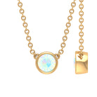 4 MM Round Shape Ethiopian Opal Solitaire Necklace in Bezel Setting Ethiopian Opal - ( AAA ) - Quality - Rosec Jewels