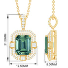 Vintage Style Octagon Created Green Sapphire Pendant with Moissanite Lab Created Green Sapphire - ( AAAA ) - Quality - Rosec Jewels