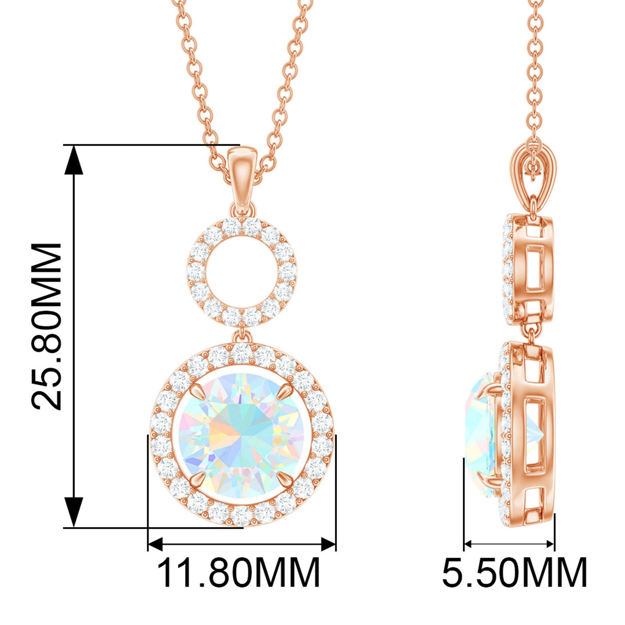 Ethiopian Opal and Diamond Dangle Pendant Necklace Ethiopian Opal - ( AAA ) - Quality - Rosec Jewels