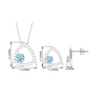 Simple Aquamarine and Moissanite Triangle Jewelry Set Aquamarine - ( AAA ) - Quality - Rosec Jewels