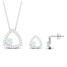 Simple Ethiopian Opal and Moissanite Triangle Jewelry Set Ethiopian Opal - ( AAA ) - Quality - Rosec Jewels