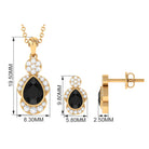 1.50 CT Black Onyx Dangle Jewelry Set with Diamond Stones Black Onyx - ( AAA ) - Quality - Rosec Jewels