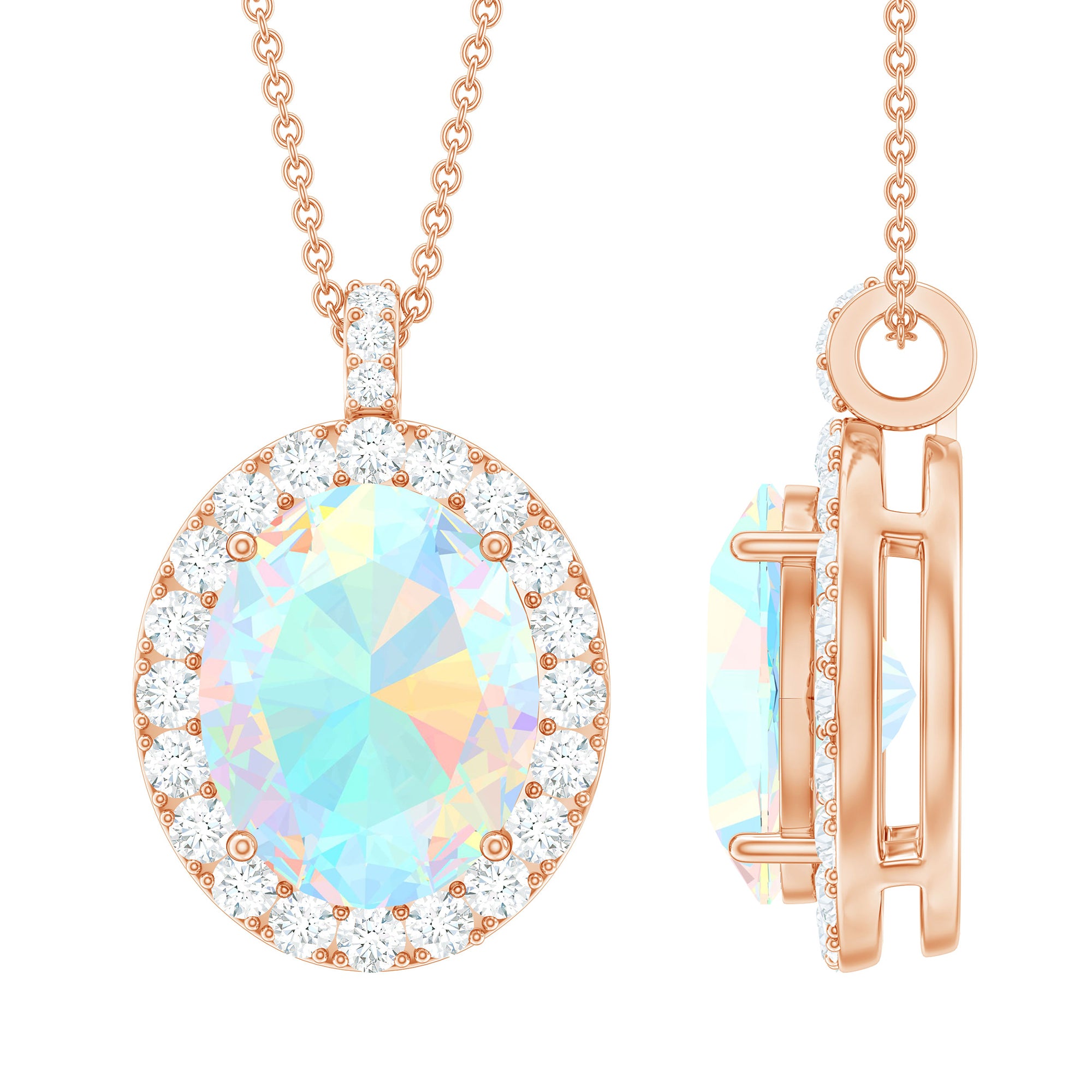 Ethiopian Opal Statement Pendant Necklace Ethiopian Opal - ( AAA ) - Quality - Rosec Jewels