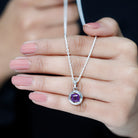 8 MM Princess Cut Amethyst Solitaire Pendant Necklace Amethyst - ( AAA ) - Quality 92.5 Sterling Silver - Rosec Jewels