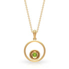 Open Circle Solitaire Peridot Pendant Necklace Peridot - ( AAA ) - Quality - Rosec Jewels