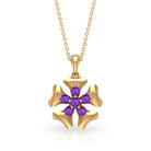 1/2 CT Purple Amethyst Cluster and Gold Heart Petal Pendant Amethyst - ( AAA ) - Quality - Rosec Jewels