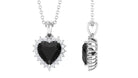 Heart Shape Black Spinel Solitaire Pendant with Moissanite Halo Black Spinel - ( AAA ) - Quality - Rosec Jewels