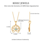 Lotus Flower Pendant with Bezel Set Solitaire Aquamarine Aquamarine - ( AAA ) - Quality - Rosec Jewels