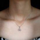 Lab Grown Blue Sapphire Lotus Flower Necklace - Rosec Jewels