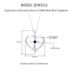 Natural Blue Sapphire Heart Cross Necklace for Women - Rosec Jewels