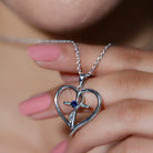 Natural Blue Sapphire Heart Cross Necklace for Women - Rosec Jewels