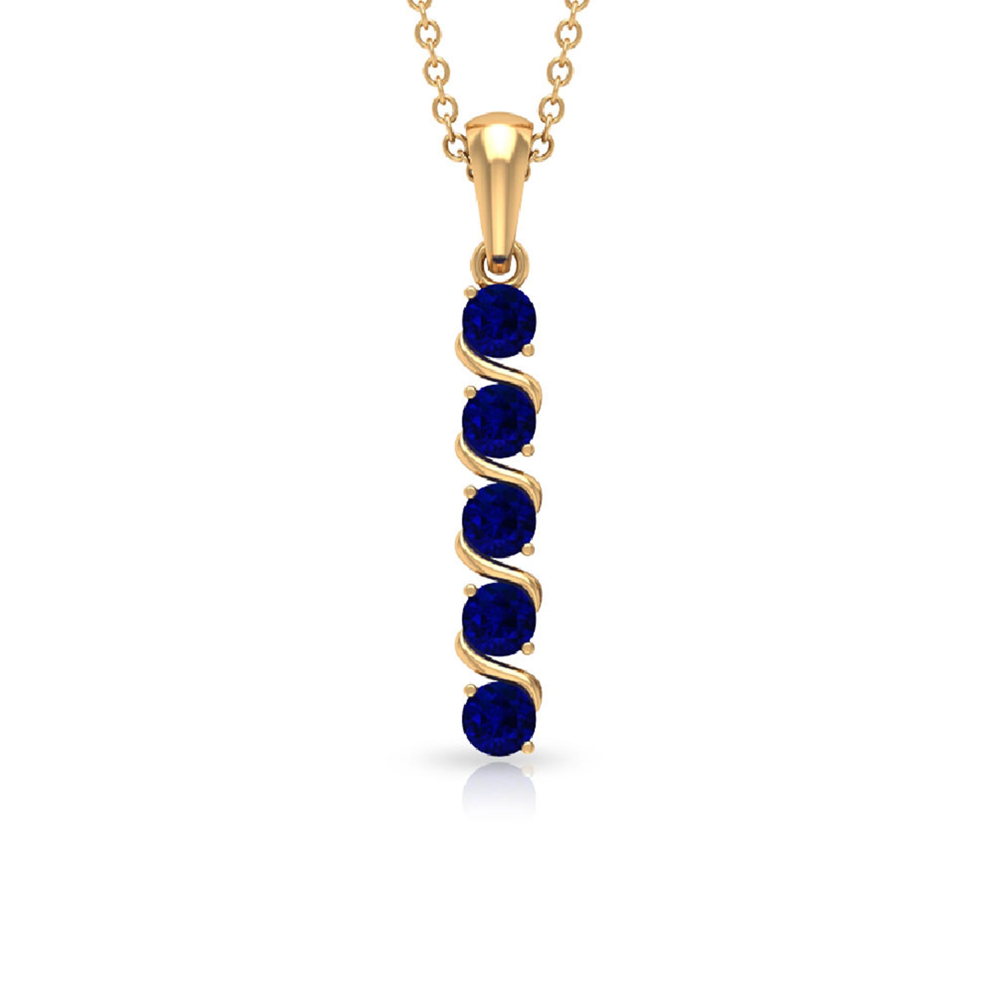 2.75 CT Lab Created Blue Sapphire Bar Pendant and Earrings Set Lab Created Blue Sapphire - ( AAAA ) - Quality - Rosec Jewels