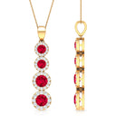 Created Ruby Moissanite Dangle Pendant Necklace Lab Created Ruby - ( AAAA ) - Quality - Rosec Jewels