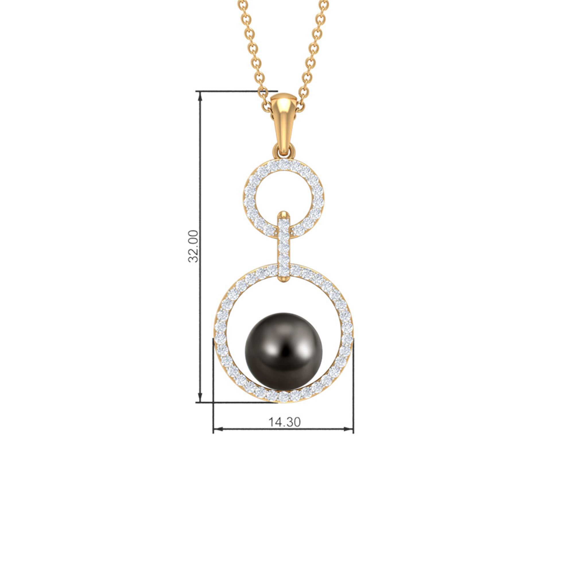 Tahitian Pearl and Diamond Eternity Dangle Pendant Tahitian pearl - ( AAA ) - Quality - Rosec Jewels