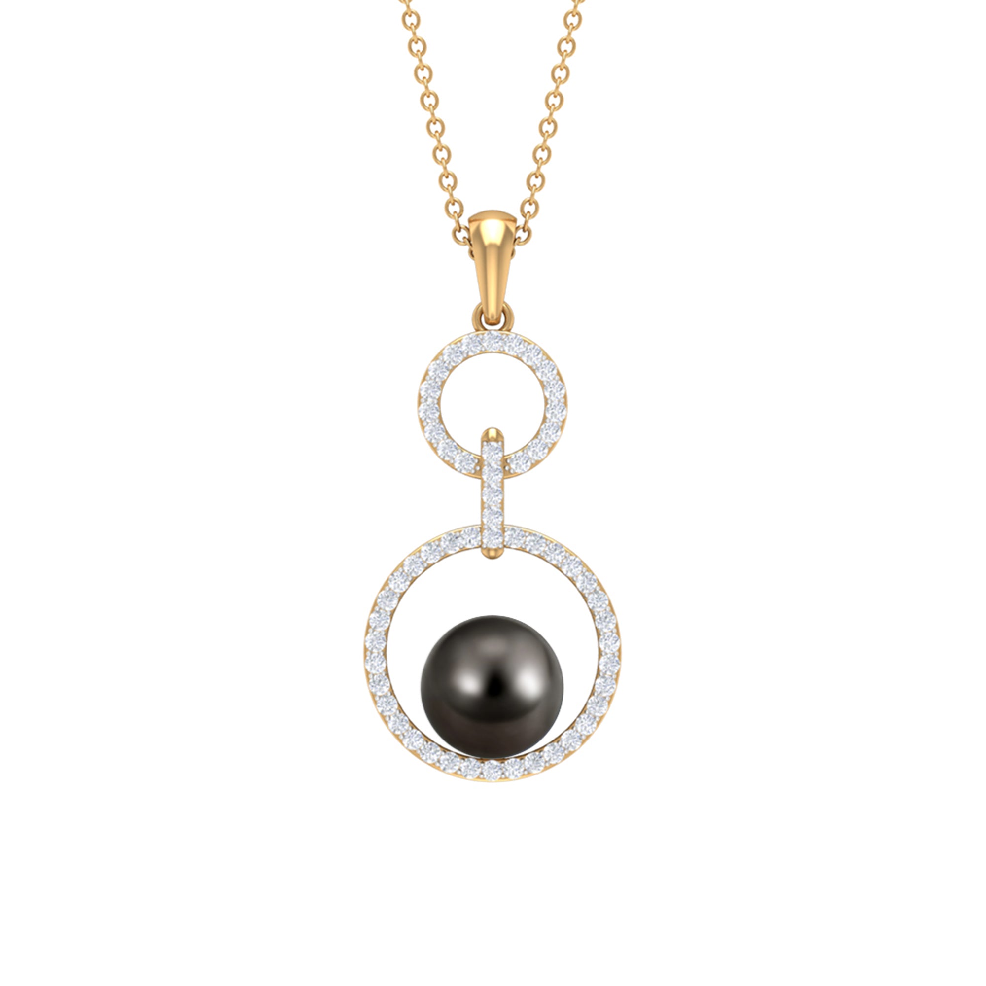 Tahitian Pearl and Diamond Eternity Dangle Pendant Tahitian pearl - ( AAA ) - Quality - Rosec Jewels