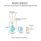 Aquamarine Solitaire Pendant Necklace and Earrings Set Aquamarine - ( AAA ) - Quality - Rosec Jewels