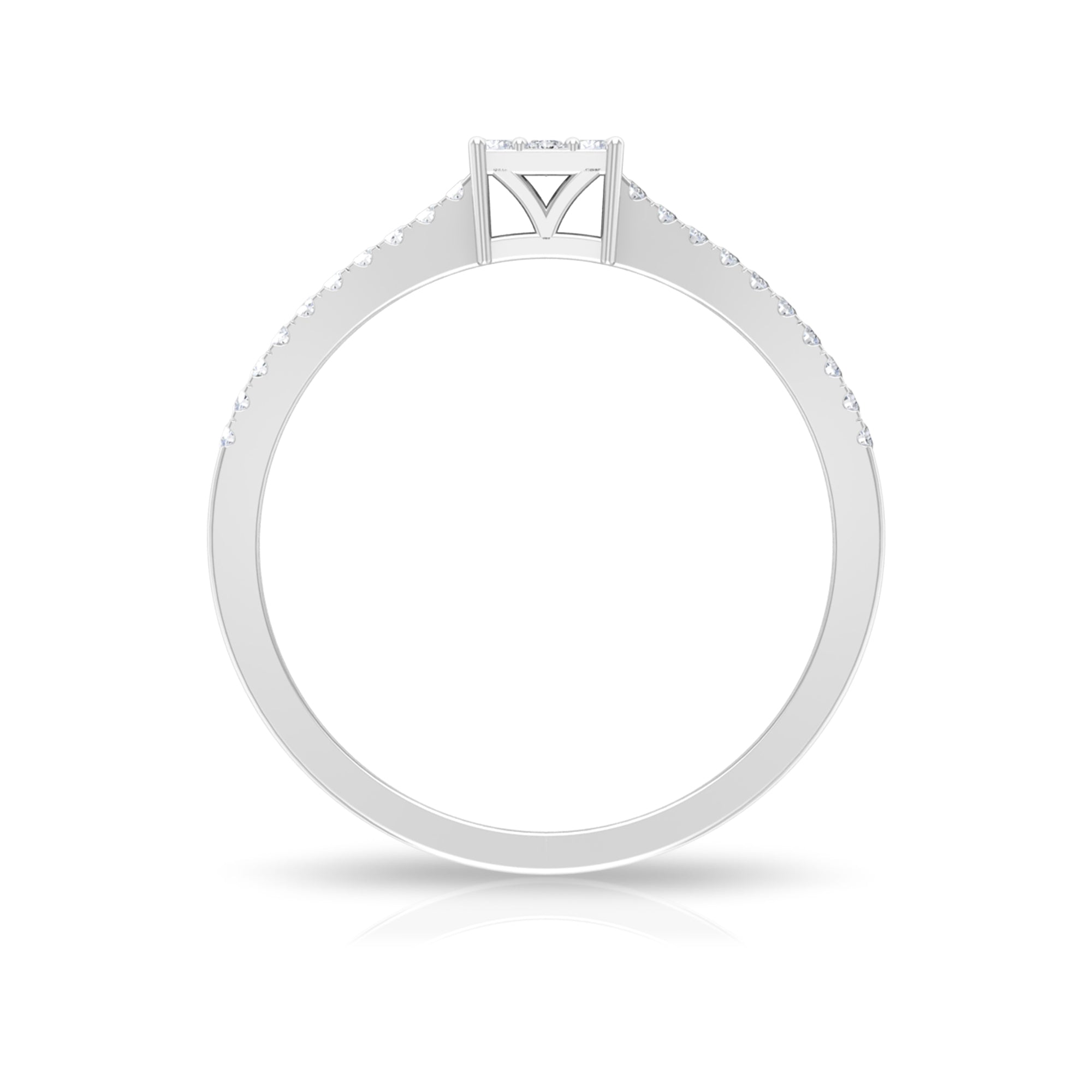 Split Shank Diamond Engagement Ring in Illusion Setting Diamond - ( HI-SI ) - Color and Clarity - Rosec Jewels