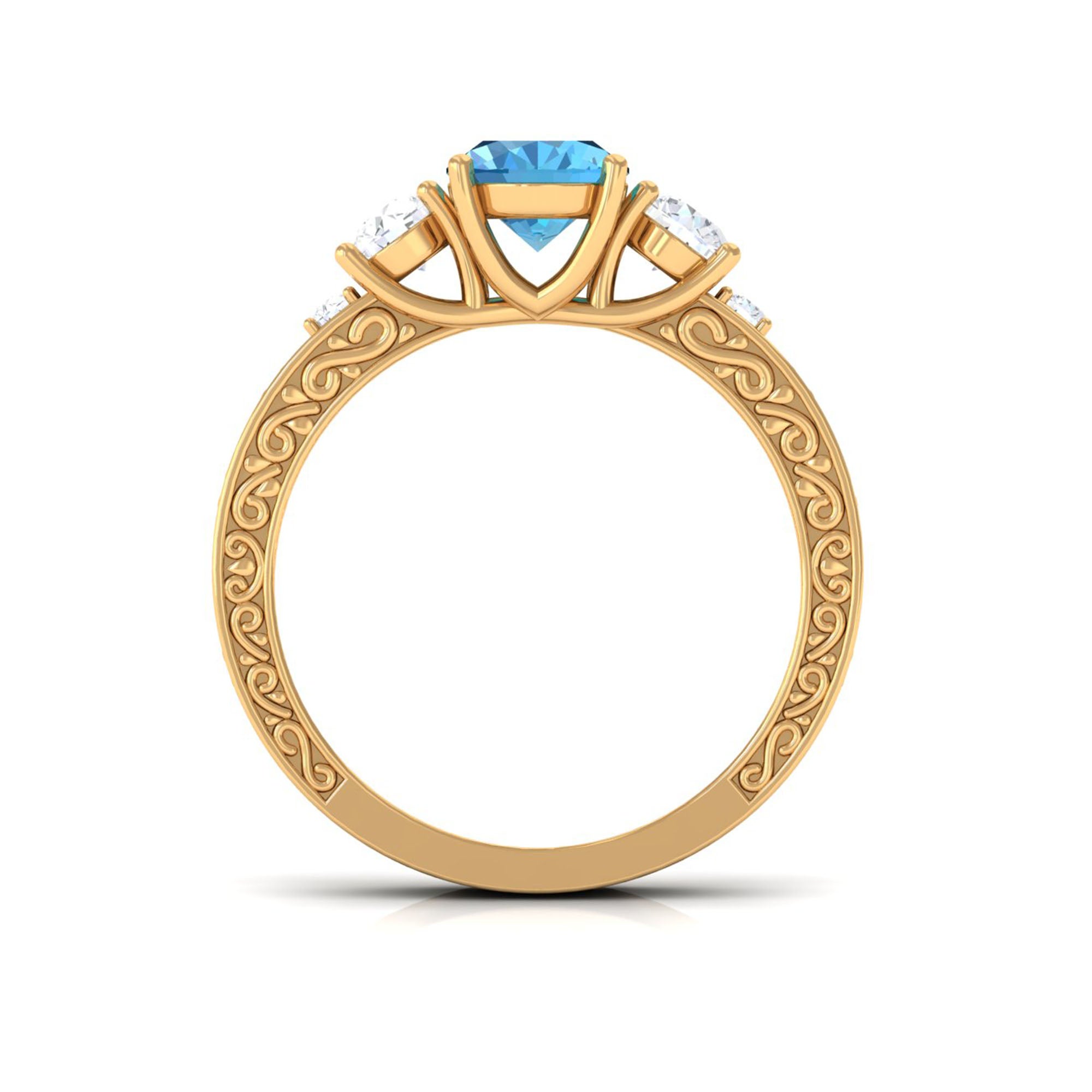 Solitaire Oval Cut Swiss Blue Topaz and Moissanite Gold Engagement Ring Swiss Blue Topaz - ( AAA ) - Quality - Rosec Jewels