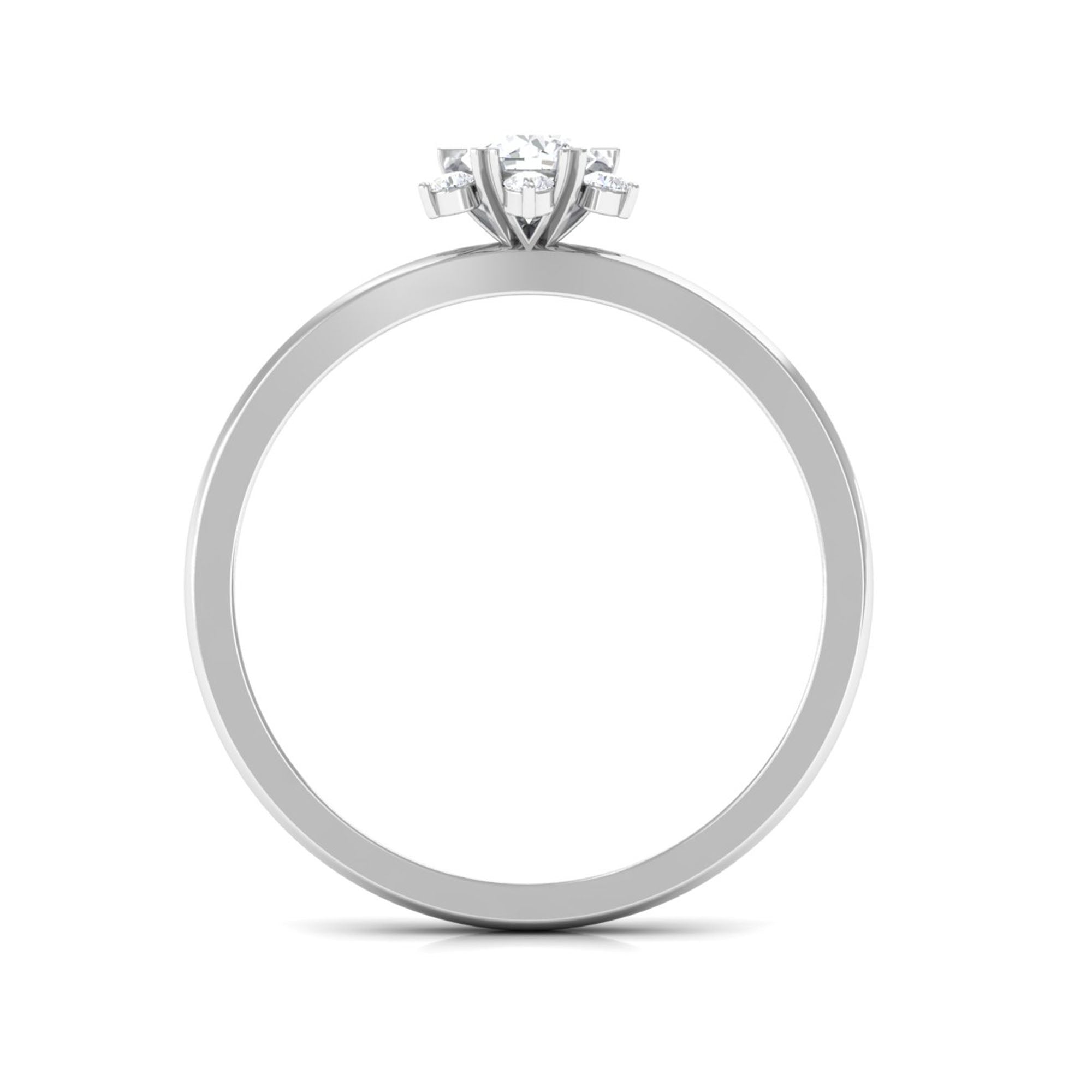 Round Moissanite Flower Promise Ring Moissanite - ( D-VS1 ) - Color and Clarity - Rosec Jewels