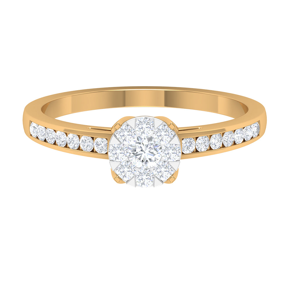 Illusion Set Diamond Engagement Ring Diamond - ( HI-SI ) - Color and Clarity - Rosec Jewels