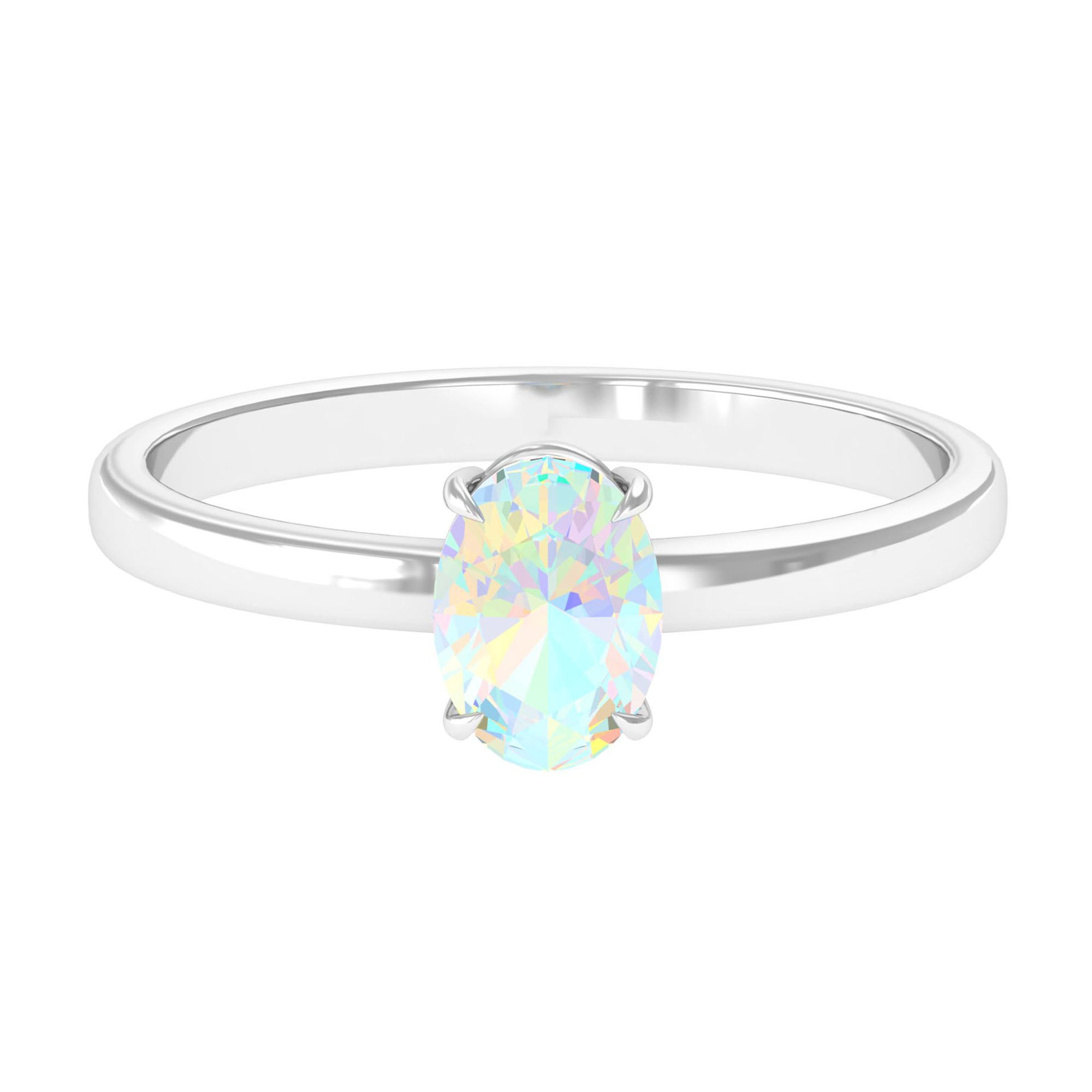 5X7 MM Oval Cut Ethiopian Opal Solitaire Ring in Claw Setting Ethiopian Opal - ( AAA ) - Quality - Rosec Jewels