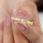 Simple Diamond Stackable Gold Band Ring in Pave Setting Diamond - ( HI-SI ) - Color and Clarity - Rosec Jewels