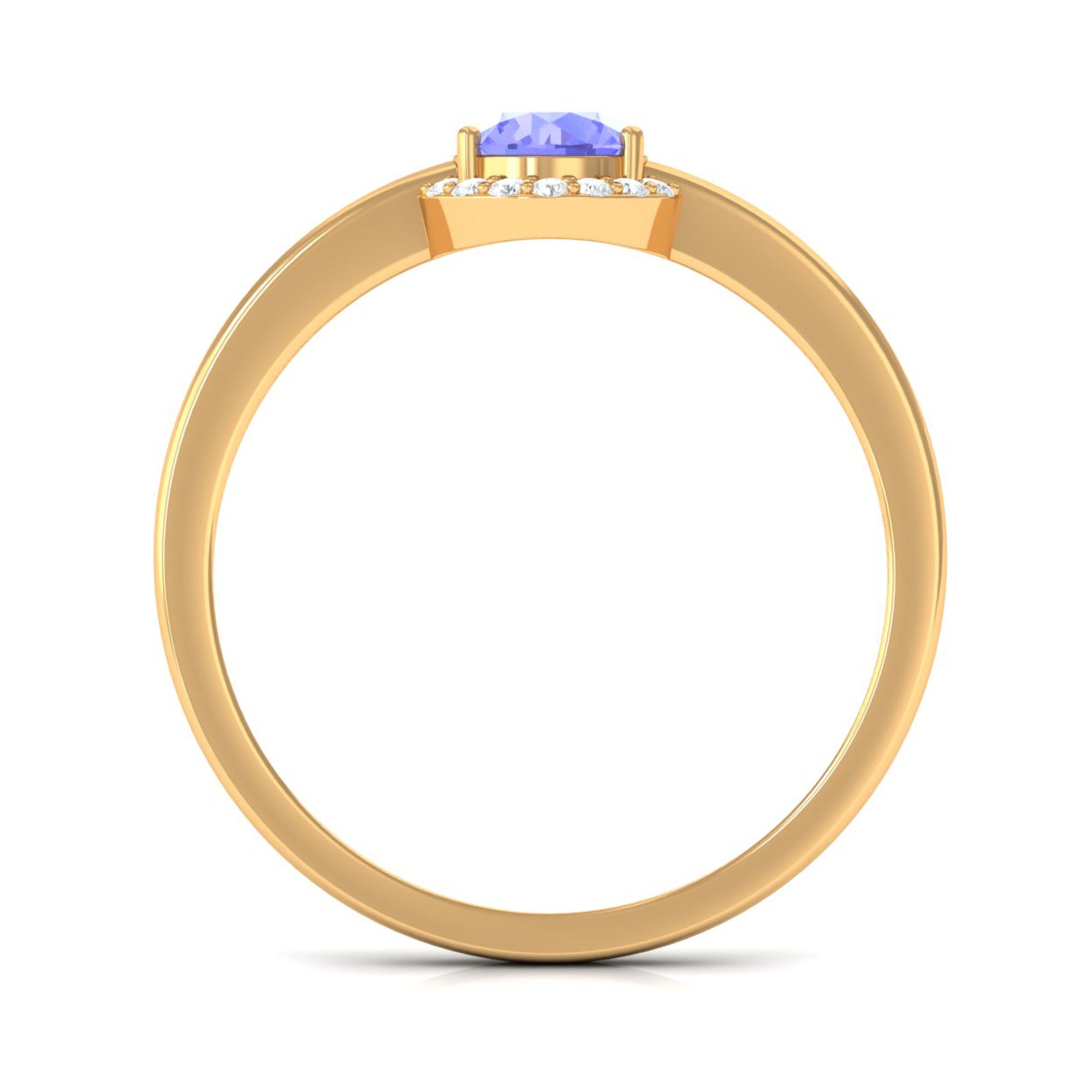 Minimal Round Tanzanite Engagement Ring with Diamond Halo Tanzanite - ( AAA ) - Quality - Rosec Jewels