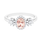 Oval Morganite Designer Engagement Ring with Diamond Morganite - ( AAA ) - Quality - Rosec Jewels