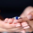 Rosec Jewels-1.75 CT Created Blue Sapphire Solitaire Ring with Diamond Accent