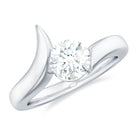 Round Certified Moissanite Solitaire Bypass Ring in Gold Moissanite - ( D-VS1 ) - Color and Clarity - Rosec Jewels