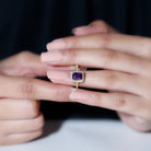 2.25 CT Octagon Cut Amethyst Solitaire Ring with Diamond Side Stones Amethyst - ( AAA ) - Quality - Rosec Jewels