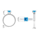 2 CT Swiss Blue Topaz Solitaire Ring with Princess Cut Moissanite Side Stones Swiss Blue Topaz - ( AAA ) - Quality - Rosec Jewels