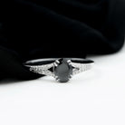 Lab Created Black Diamond Solitaire Engagement Ring with Diamond Lab Created Black Diamond - ( AAAA ) - Quality - Rosec Jewels