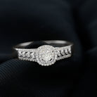 Round Diamond Double Halo Engagement Ring Diamond - ( HI-SI ) - Color and Clarity - Rosec Jewels