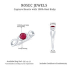 Round Ruby Solitaire Promise Ring in Crossover Shank Ruby - ( AAA ) - Quality - Rosec Jewels