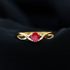 Round Ruby Solitaire Promise Ring in Crossover Shank Ruby - ( AAA ) - Quality - Rosec Jewels