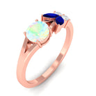 3/4 CT Ethiopian Opal and Blue Sapphire Promise Ring with Moissanite Ethiopian Opal - ( AAA ) - Quality - Rosec Jewels