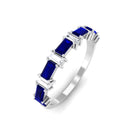 Blue Sapphire and Diamond Half Eternity Ring Blue Sapphire - ( AAA ) - Quality - Rosec Jewels