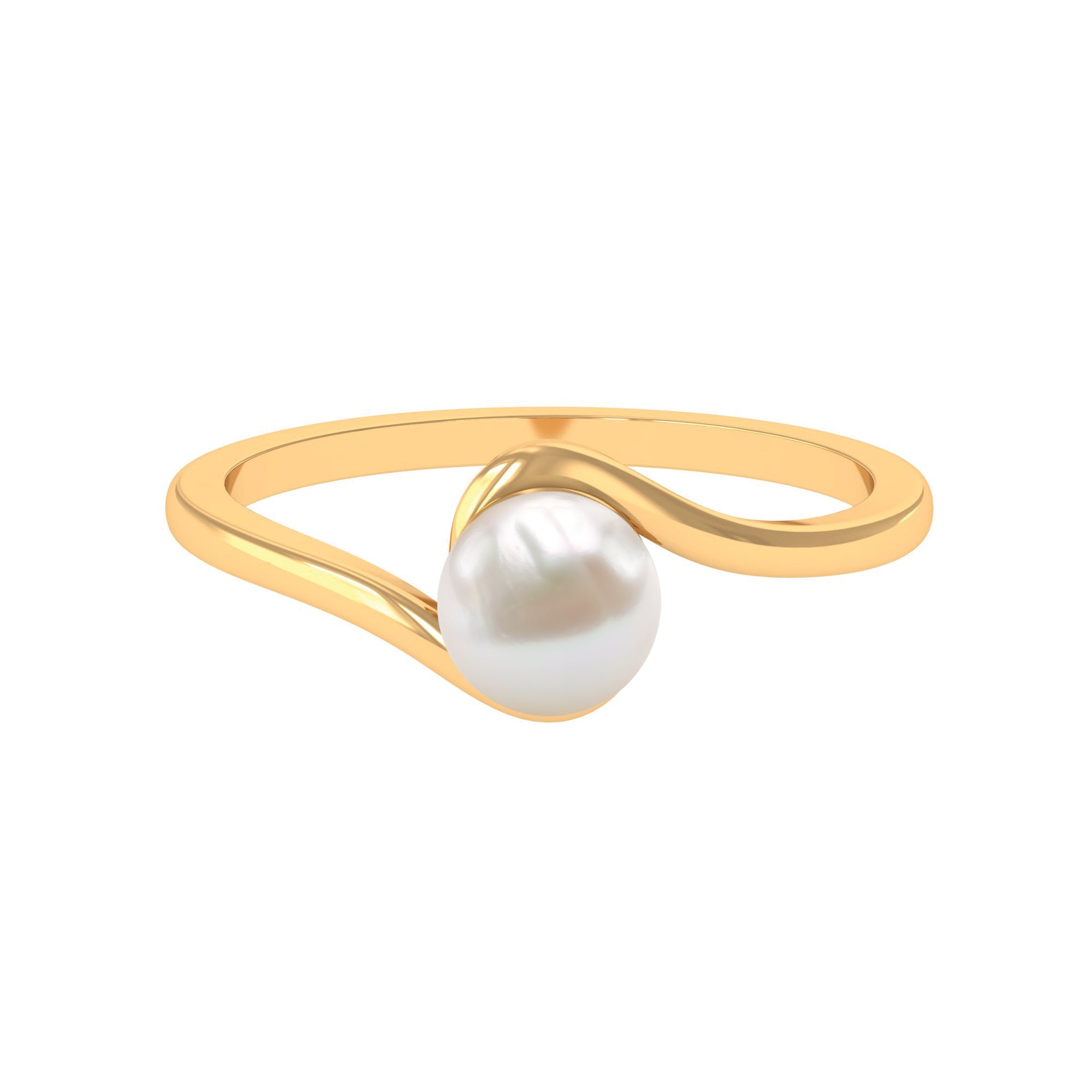 2.25 CT Solitaire Freshwater White Pearl Bypass Ring in Gold Freshwater Pearl - ( AAA ) - Quality - Rosec Jewels