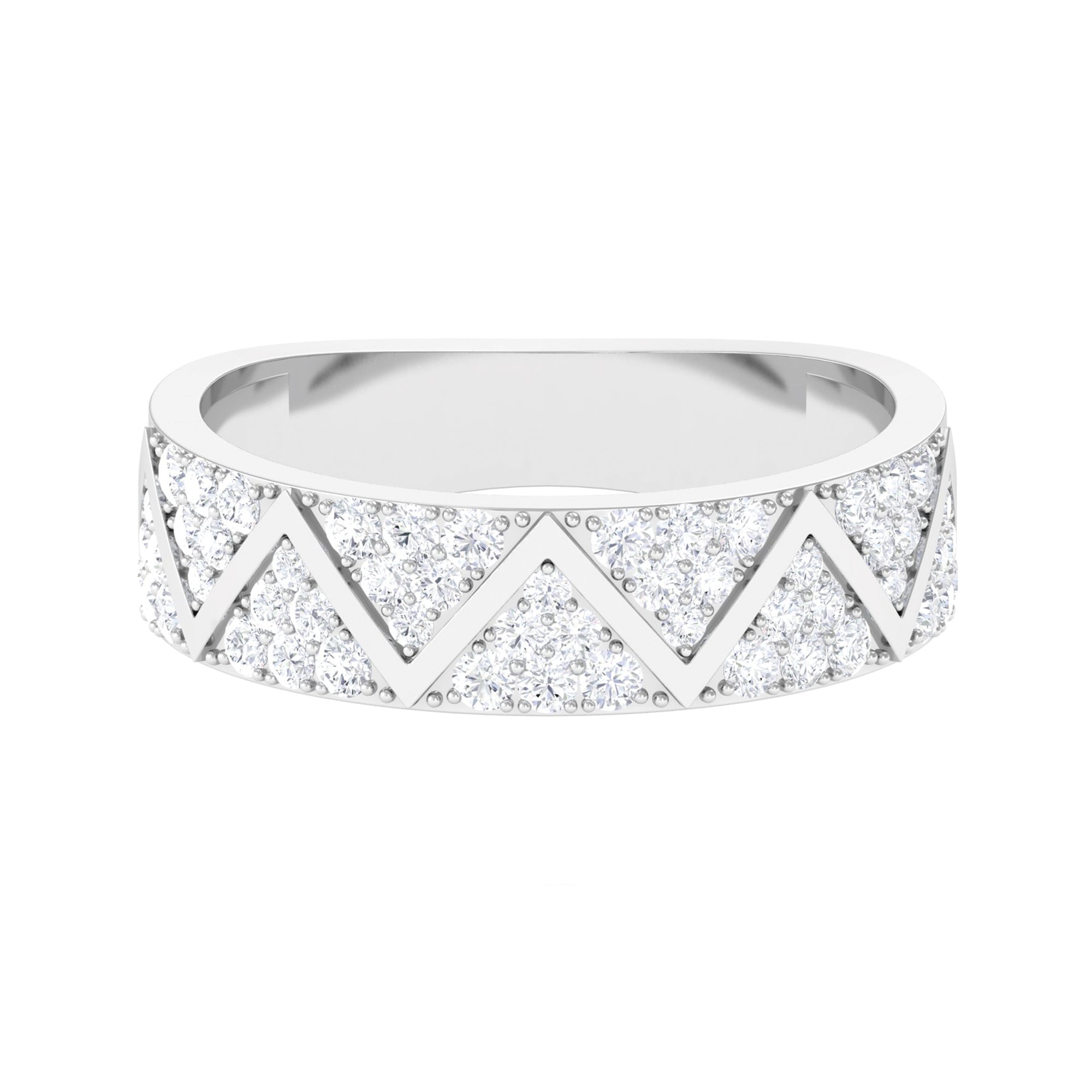 Certified Diamond Zig Zag Wedding Band Ring Diamond - ( HI-SI ) - Color and Clarity - Rosec Jewels