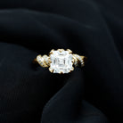 3.5 CT Asscher Zircon Designer Solitaire Engagement Ring in Petal Prong Setting Zircon - ( AAAA ) - Quality - Rosec Jewels