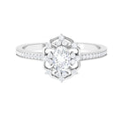 1.25 CT Vintage Inspired Zircon Flower Engagement Ring Zircon - ( AAAA ) - Quality - Rosec Jewels