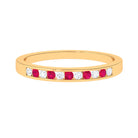 0.5 CT Ruby and Diamond Minimal Band Ring in Channel Setting Ruby - ( AAA ) - Quality - Rosec Jewels