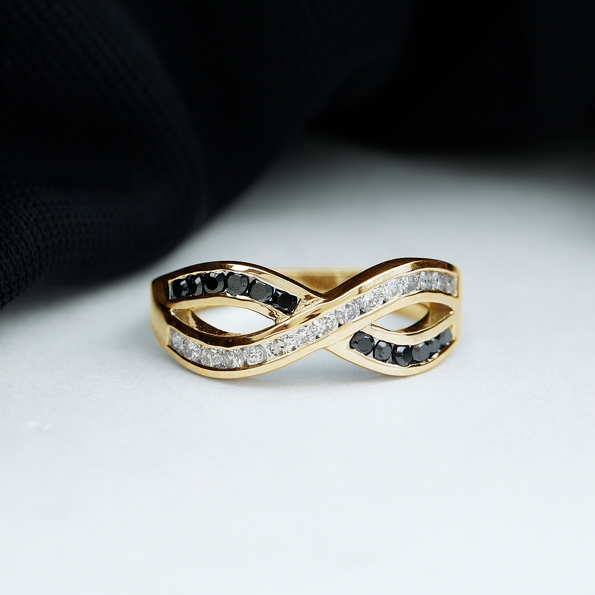 1 CT Channel Set Created Black Diamond Infinity Ring with Diamond Lab Created Black Diamond - ( AAAA ) - Quality - Rosec Jewels