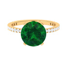 10 MM Round Created Emerald Solitaire Engagement Ring with Diamond Lab Created Emerald - ( AAAA ) - Quality - Rosec Jewels